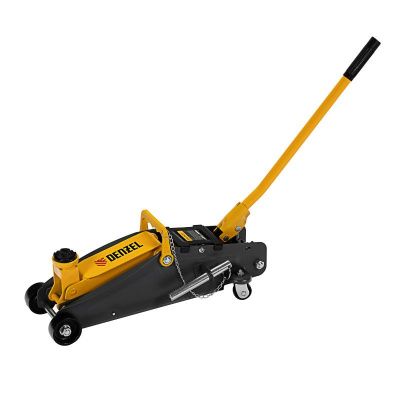 Домкрат гидравлический подкатной с фиксатором, 2,8 т, 135-385 мм, в кейсе Denzel-Tehinstrument