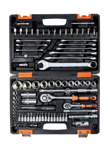 Набор инструментов АВТО, 1/2" , 1/4" , CrV, в кейсе 82 предм Вихрь-Tehinstrument