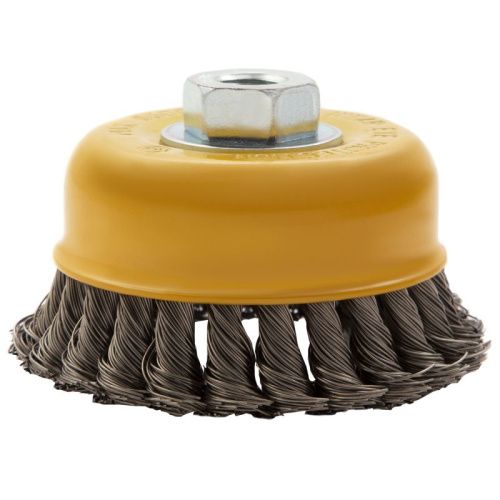 Щетка для УШМ, 100 мм, "Чашка", крученая нержавеющая проволока 0.5 мм, М14 Denzel-Tehinstrument