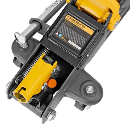 Домкрат гидравлический подкатной с фиксатором, 2 т, 130-330 мм Denzel-Tehinstrument