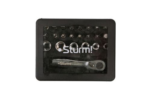 Набор бит и головок торцевых, трещотка 72 зуба, 22 предмета,  Sturm-Tehinstrument