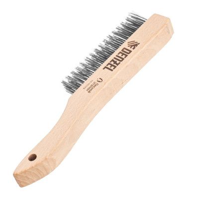 Щетка зачистная 4-х рядная, прямая проволока из нержавеющей стали с деревянной ручкой, EFP// Denzel-Tehinstrument