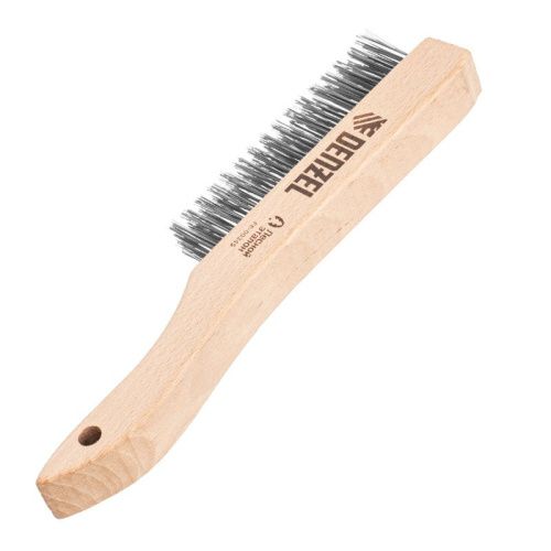 Щетка зачистная 4-х рядная, прямая проволока из нержавеющей стали с деревянной ручкой, EFP// Denzel-Tehinstrument