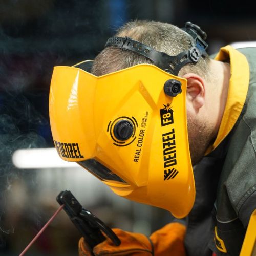 Щиток защитный лицевой (маска сварщика) F8, см. окно 100х50, Real Color, DIN4/5-8/9-13// Denzel-Tehinstrument