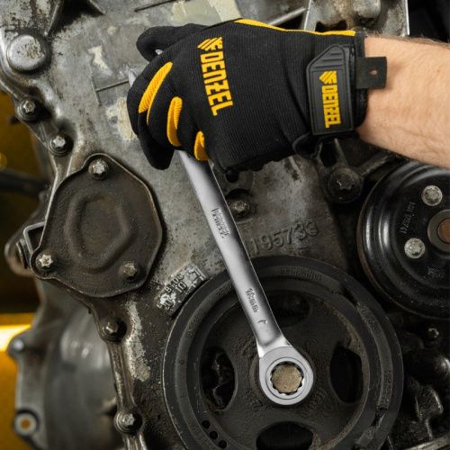 Набор ключей комбинированных трещоточных 6-19 мм, 12 шт., CrV, матовый хром Denzel-Tehinstrument