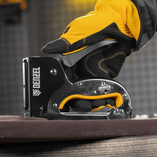 Степлер металл., скобы в комплекте, плавная регулировка удара, 2К рукоятка, тип 53, 4-14 мм Denzel-Tehinstrument