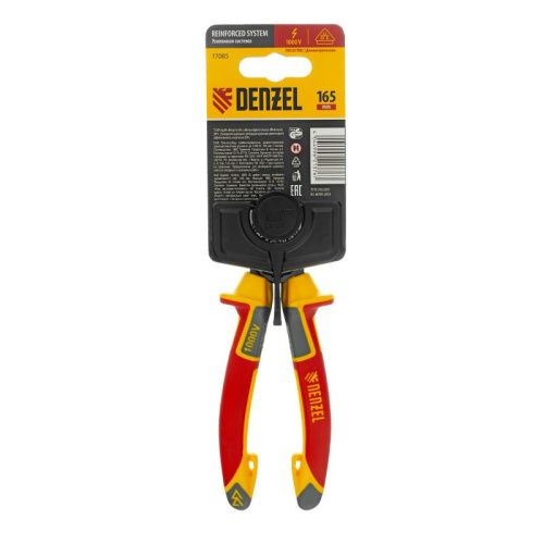 Плоскогубцы комбинированные, диэлектрические трехкомпонентные рукоятки до 1000 В, 165 мм Denzel-Tehinstrument