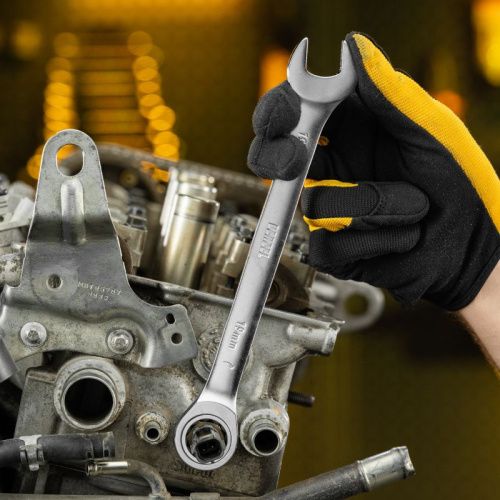 Набор ключей комбинированных трещоточных 6-19 мм, 8 шт., CrV, матовый хром Denzel-Tehinstrument