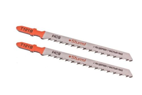 Пилки для лобзика по дереву T101B, 2 шт, 100х75мм, шаг зуба 2,5мм, чистый прямой рез, HCS,  Sturm-Tehinstrument