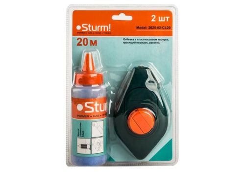 Шнур разметочный 20 м, меловой порошок синий  Sturm-Tehinstrument