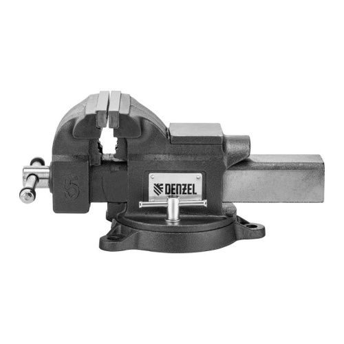 Тиски слесарные BVH-125, 125 мм, поворотные, стальная направляющая, с наковальней //Denzel-Tehinstrument