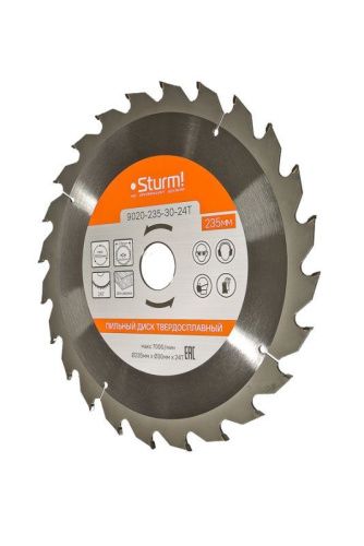 Пильный диск, размер 235x30x24 зуба С ПЕРЕХОД. КОЛЬЦОМ НА 20мм  Sturm-Tehinstrument