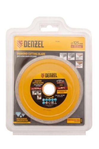 Диск алмазный, отрезной сплошной, 125 х 22.2 мм, мокрая резка Denzel-Tehinstrument