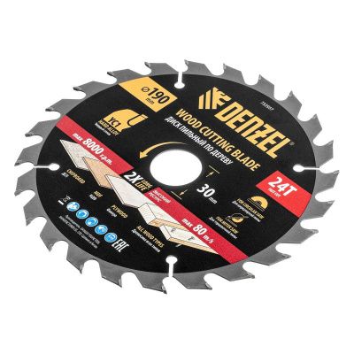 Пильный диск по дереву с гвоздями, ф190 х 30 мм, 24 зубов Denzel-Tehinstrument