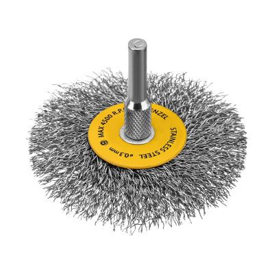 Набор щеток для дрели, 5 Плоских 25-38-50-63-75 мм, шпилька, нерж. вит. проволока Denzel-Tehinstrument