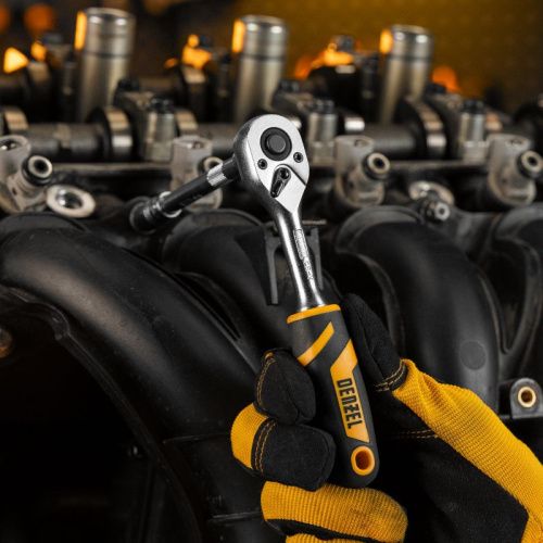 Ключ-трещотка 1/4", 90 зубьев, с быстрым сбросом, CrV Denzel-Tehinstrument