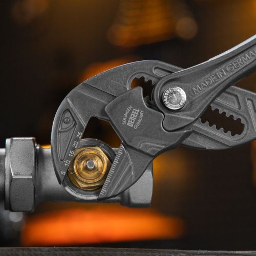 Клещи переставные, кнопочный механизм, обливные рукоятки, сантехнические, 250 мм Denzel-Tehinstrument