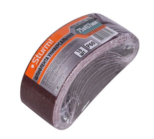 Шлифлента, 75x457мм, Р60, 10 шт,  Sturm-Tehinstrument