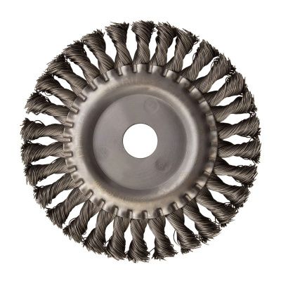 Щетка для УШМ, 150 мм, "Плоская", крученая нержавеющая проволока 0.5мм, посадка 22.2 мм Denzel-Tehinstrument