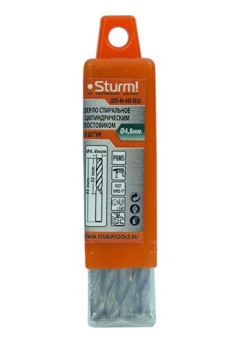 Сверло по металлу  Sturm 4,8х86мм, сталь HSS, упаковка 10 шт-Tehinstrument