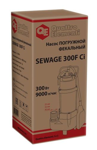 Фекальный насос QUATTRO ELEMENTI Sewage  300F Ci-Tehinstrument