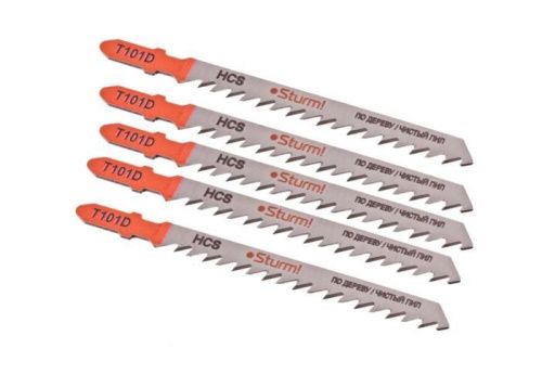 Пилки для лобзика по дереву T101D, 5 шт, 100х75мм, шаг зуба 4мм, чистый прямой рез, HCS,  Sturm-Tehinstrument