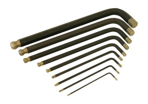 Набор шестигранных ключей с шаром, 1, 5-10 мм, 9 шт, S2, длинные, Hanskonner-Tehinstrument