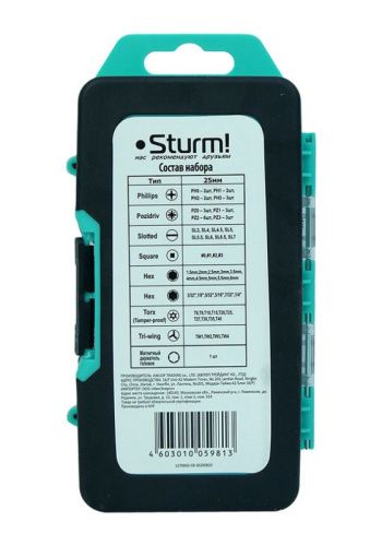 Набор бит, 67 шт, 25мм, пластиковый кейс, CrV,  Sturm-Tehinstrument