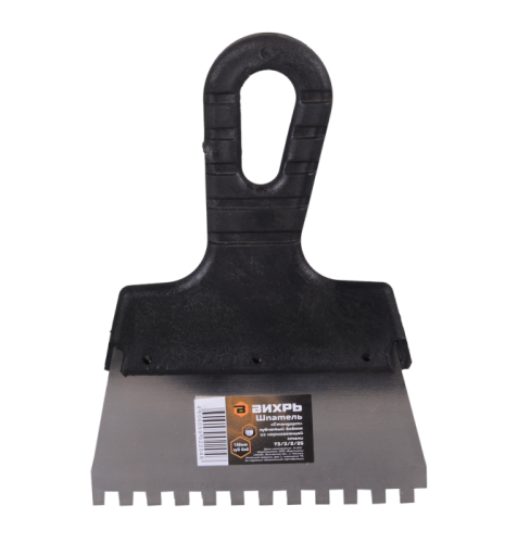 Шпатель ВИХРЬ 6х6 мм, зубчатый, нержавейка, пластик, 150мм-Tehinstrument