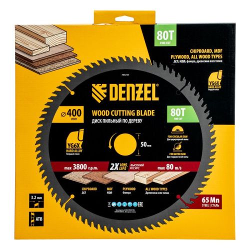 Пильный диск по дереву ф400 х 50 мм, 80 зубьев Denzel-Tehinstrument