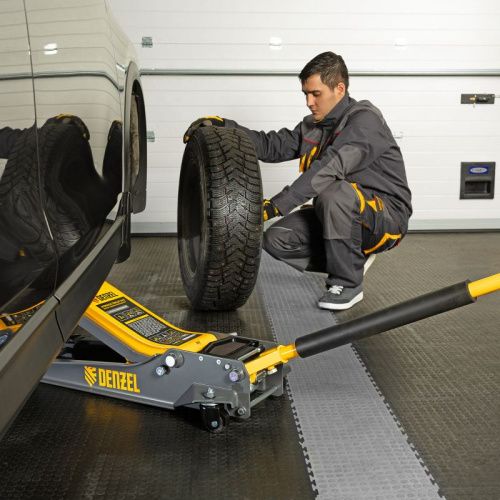 Домкрат гидравлический подкатной, 3 т, 85-610 мм, быстрый подъем, низ. подхват, проф, SUV Denzel-Tehinstrument