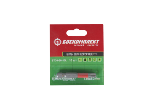 Биты t30x50мм, Torx Tamper, сталь S2, 10шт ЛЕНТА, БОЕКОМПЛЕКТ-Tehinstrument