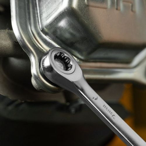 Ключ комбинированный трещоточный, 9 мм, CrV, матовый хром Denzel-Tehinstrument