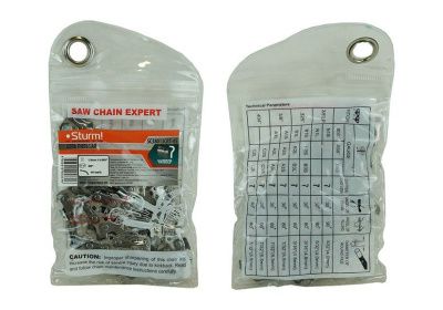 Цепь  Sturm 45 звеньев, паз 0,050", шаг 3/8", КРУГЛЫЙ ХРОМИРОВАННЫЙ, КАЛЕНЫЙ зуб-Tehinstrument