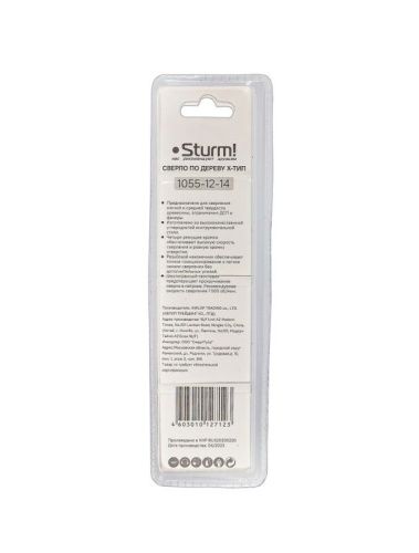 Cверло по дереву X тип, 4 резца, D=14мм, L=165мм, 6гр. Хв., блистер,  Sturm-Tehinstrument