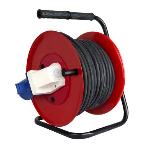 Удлинитель силовой QUATTRO ELEMENTI УПС32-220 - 30 м, провод КГ 3х4,0 мм2, 1 сил. роз. 32А 220В, катушка металл-Tehinstrument