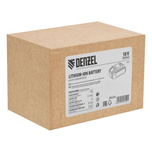 Батарея аккумуляторная IB-18-4.0, Li-Ion, 18 В, 4.0 А/ч Denzel-Tehinstrument