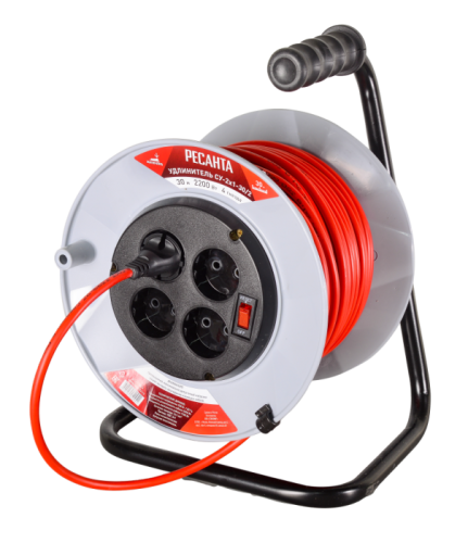Удлинитель силовой на катушке Ресанта СУ-2х1-30/2 (с выкл., 4 розетки)-Tehinstrument