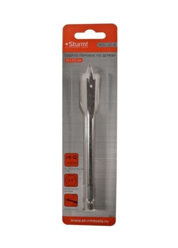 Сверло перовое по дереву, 10мм, шестигранный хвостовик,  Sturm-Tehinstrument