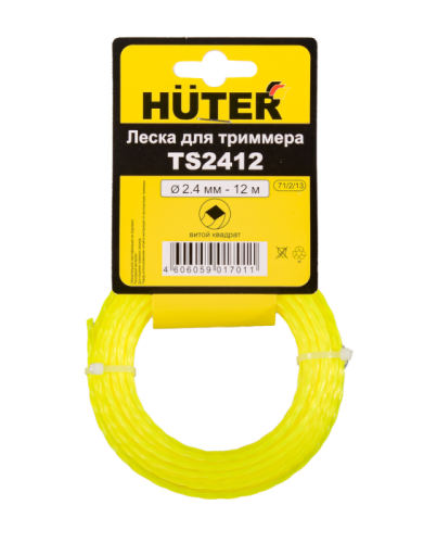 Леска Huter TS2412 для триммера, 2.4 мм, витой квадрат-Tehinstrument