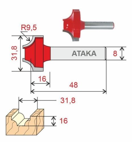 Фреза Атака пазовая фасонная D31.8/ф8/H16-Tehinstrument