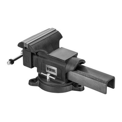 Тиски слесарные BVH-200, 200 мм, поворотные, стальная направляющая, с наковальней //Denzel-Tehinstrument