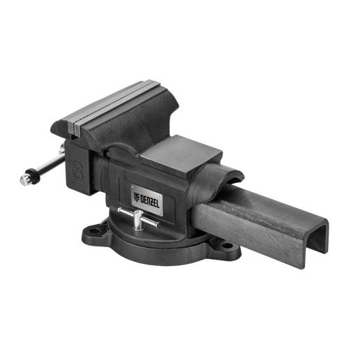 Тиски слесарные BVH-200, 200 мм, поворотные, стальная направляющая, с наковальней //Denzel-Tehinstrument