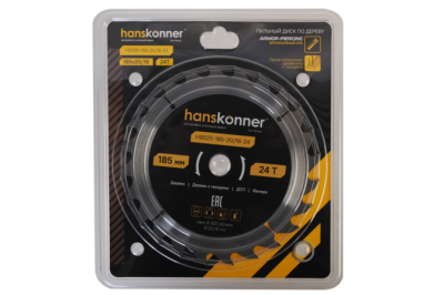 Пильный диск по дереву ArmorPiercing 185x30/20мм, 24 зуба, Hanskonner-Tehinstrument