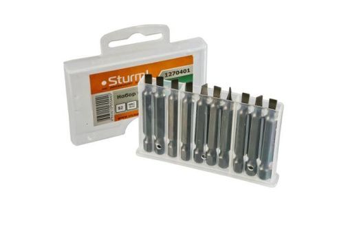 Биты SL4x50мм,сталь S2, С МАГНИТН. НАКОНЕЧНИКОМ,10 шт. В пластик.кейсе  Sturm-Tehinstrument