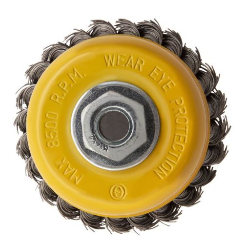 Щетка для УШМ, 100 мм, "Чашка", крученая нержавеющая проволока 0.5 мм, М14 Denzel-Tehinstrument