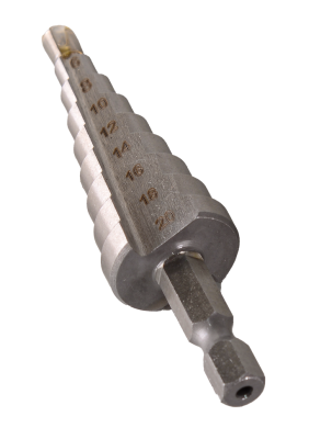 Сверло ступенчатое по металлу 4-6-8-10-12-14-16-18-20мм, P6M5, шестигранный хвостовик Вихрь-Tehinstrument