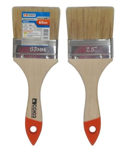 Кисть плоская "Практик" 2,5" (63 мм), натуральная щетина СОЮЗ-Tehinstrument