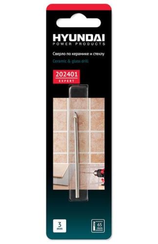 Сверло по кафелю керамике стеклу HYUNDAI 202401 - 3,0x65mm 202401-Tehinstrument