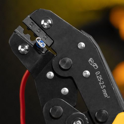 Клещи для обжима неизолированных наконечников НК и НВ, разъемов РП, 0,25 - 2,5 мм2 Denzel-Tehinstrument